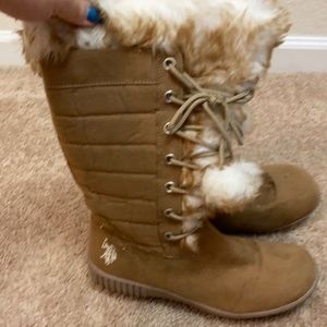 Polo boots. Zip up. Tan. Size 8.5